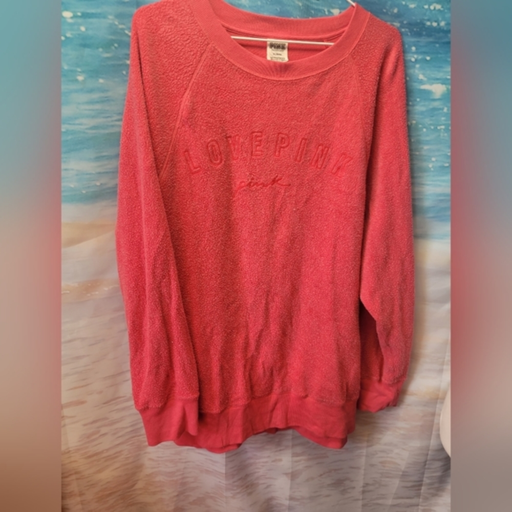 Pink Victoria's Secret Red Inside Out Look Sweatshirt Size Medium